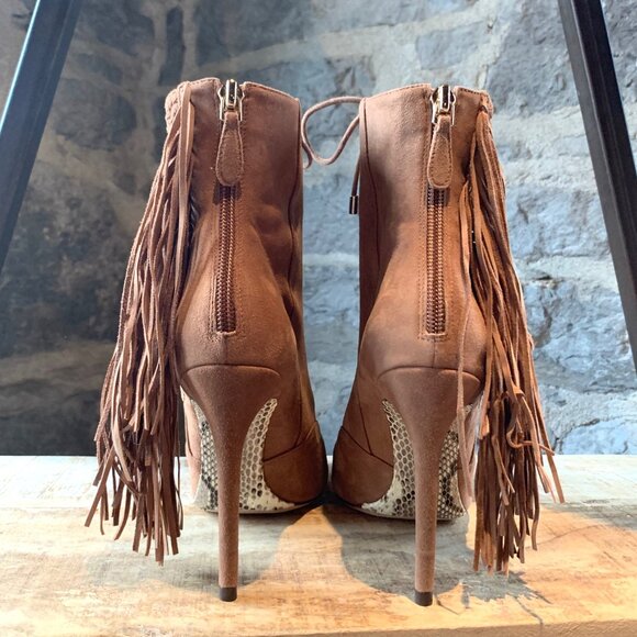 Alexandre Birman Tan Suede Katys Fringed Booties - Picture 6 of 12